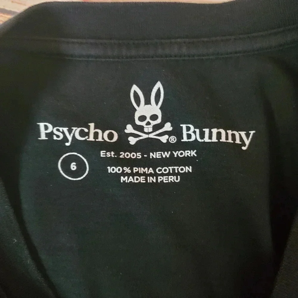 Psycho Bunny Mens Size 6/Large Black Classic V-Neck Short Sleeve Shirt       #21 - Picture 7 of 7